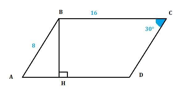 в параллелограмме abcd высота bh=12