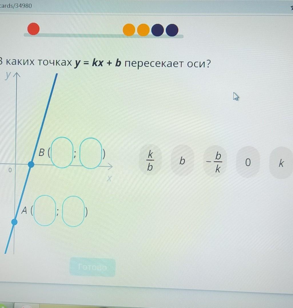 В какой точке пересекает ось